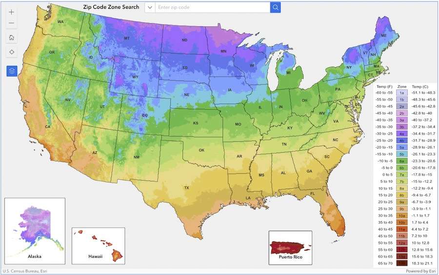 USDA plant hardiness zones 2025